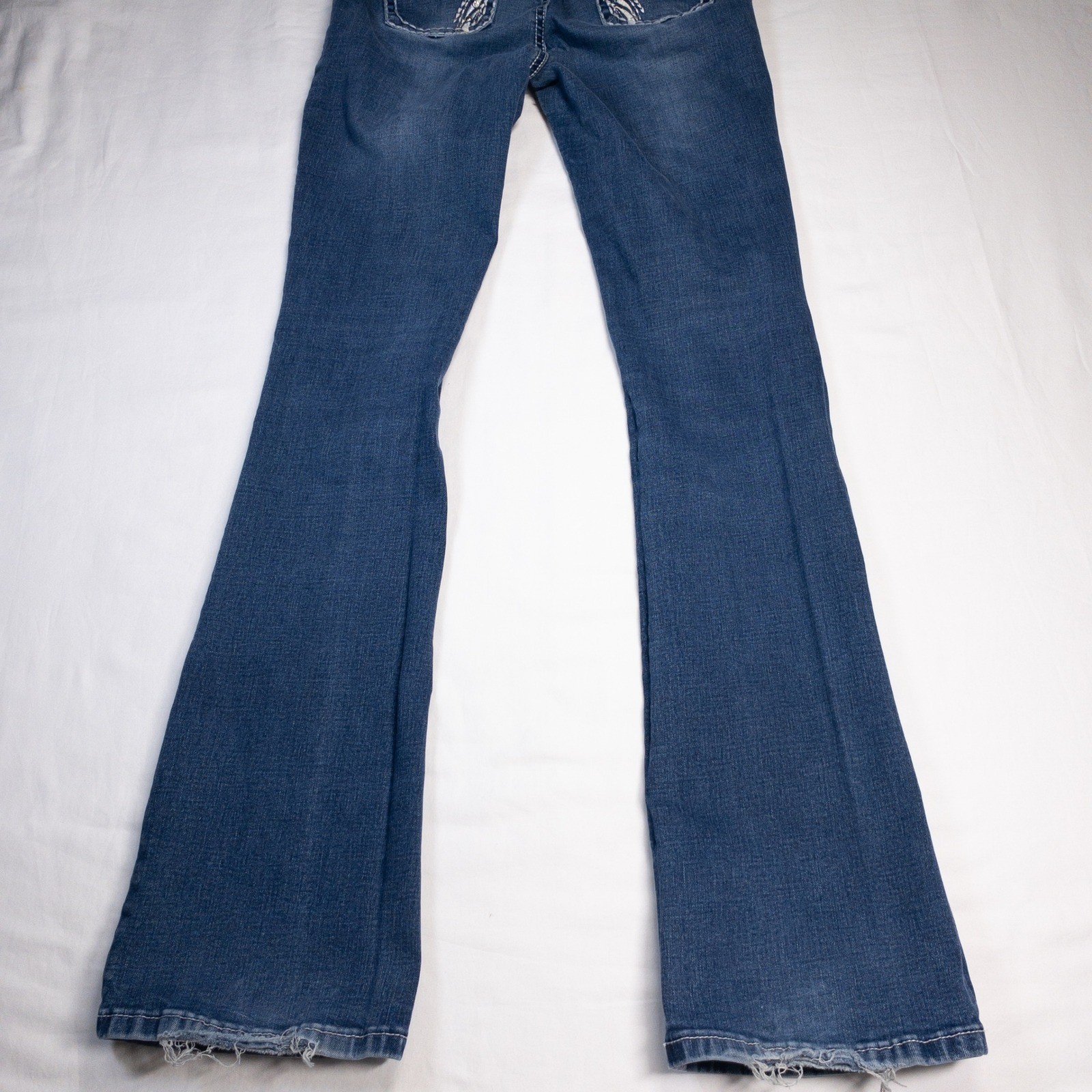 Silver Diva Womens Bootcut Jeans Blue High Waist Embellished Pockets Size 1