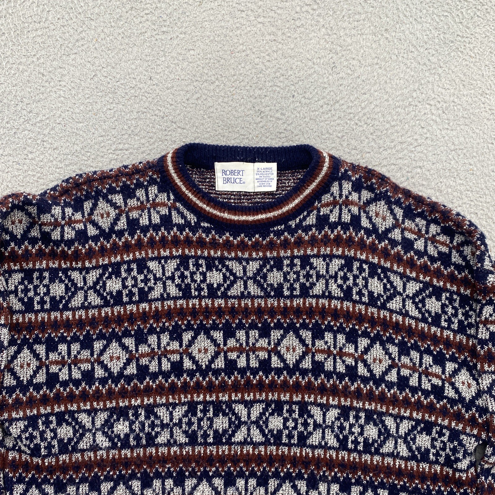 Vintage Robert Bruce Men’s Nordic Acrylic Blend Pullover Sweater in Size XL