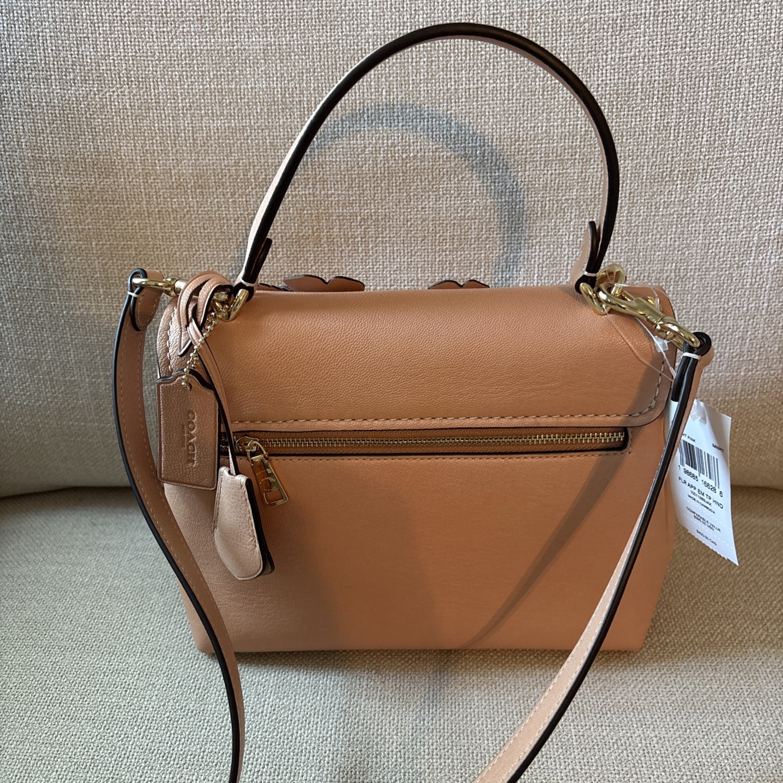 NWT COACH Emory Top Handle Bag with Floral Appliqué in Light Pink Color CDY44