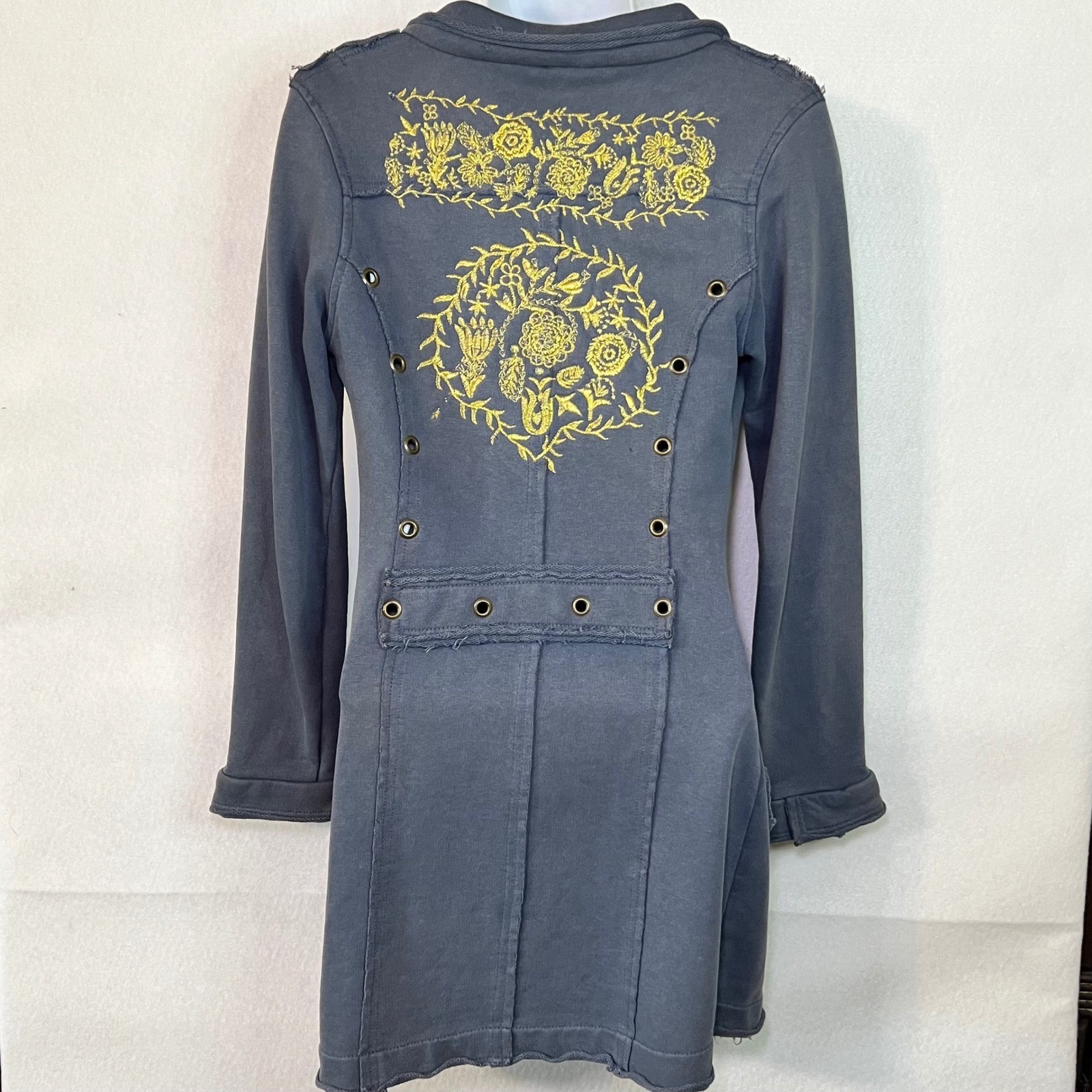 RARE Vintage Diesel Women’s Grey Embroidered Longline Military-style Jacket XS