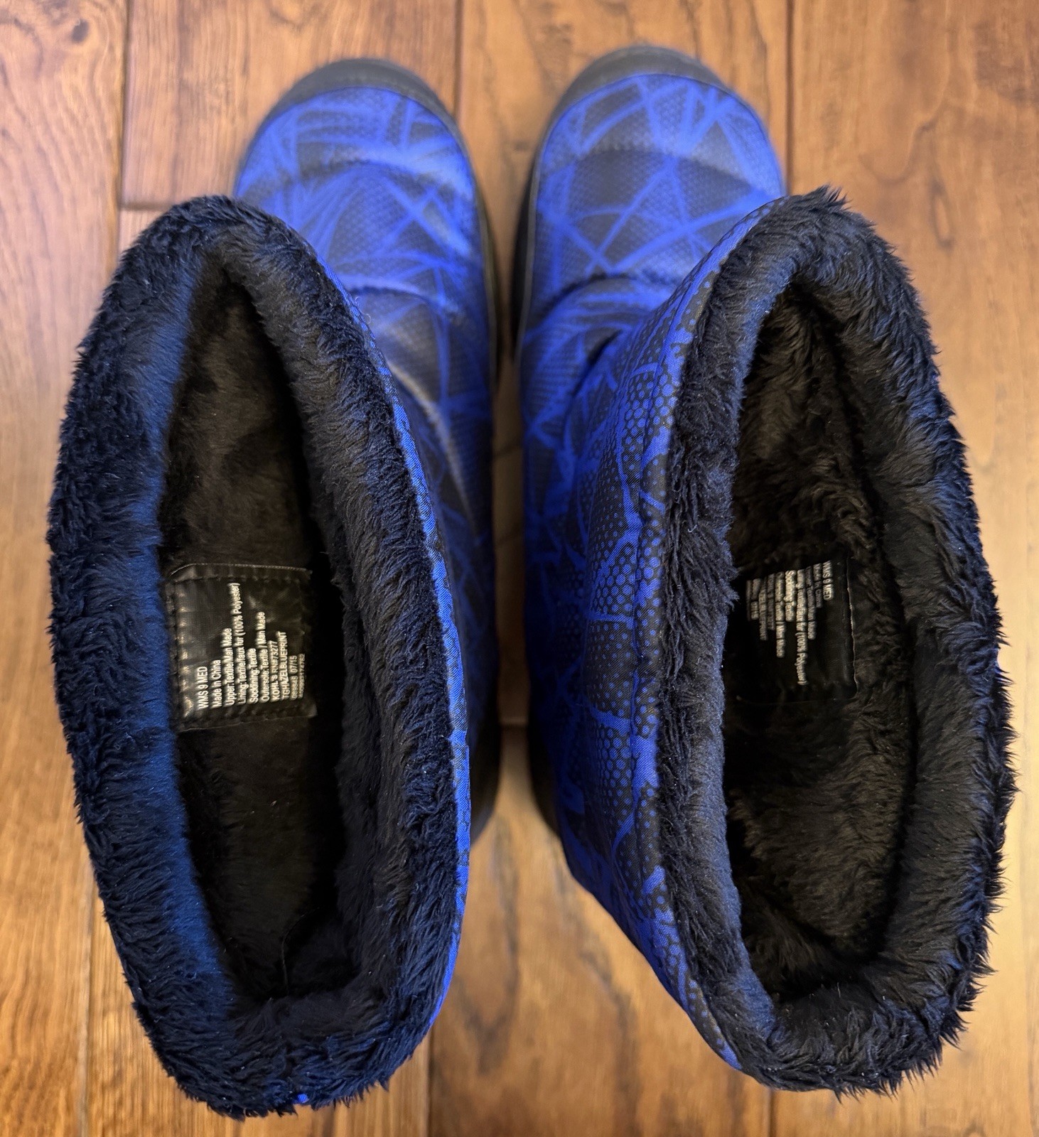 Size 9 M Kohl’s Tek Gear Snow Moon Boots Blue Nylon & Faux Fur Lining Excellent