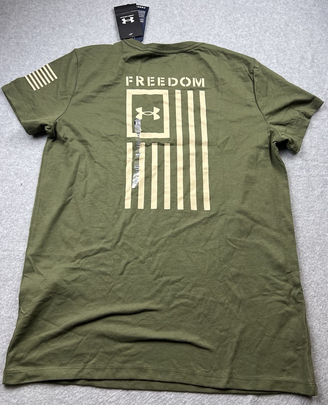 Under Armour Women’s Military Green Freedom Flag T-Shirt Size M 1370814 NWT
