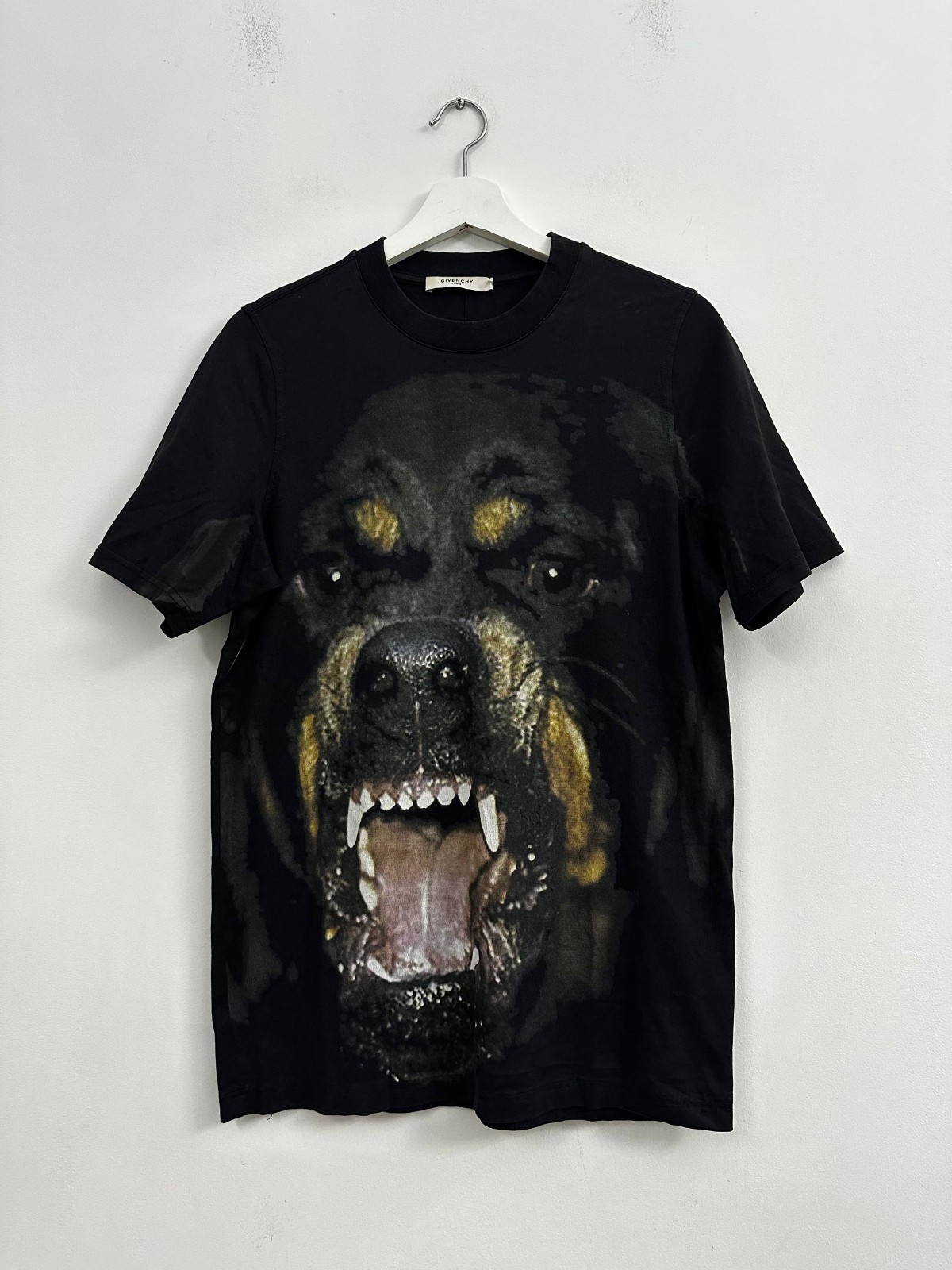 $900 Auth Givenchy Mens T-Shirt Black Rottweiler Dog Graphic Tee Small S