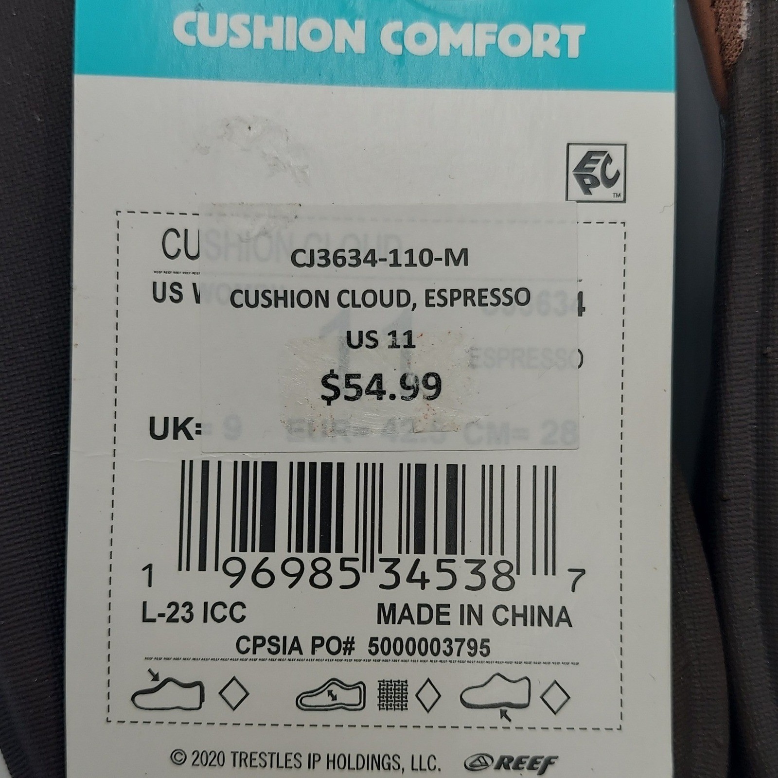 Reef Cushion Cloud Flip Flops Womens Size 11 Espresso Brown New CJ3634-110-M