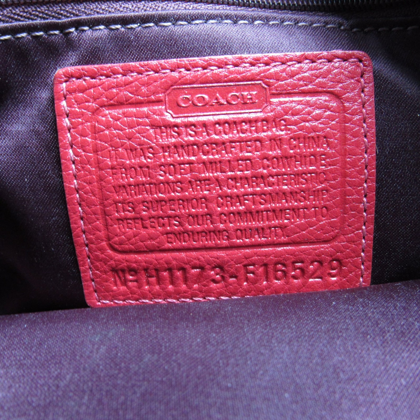 Coach Red Pebbled Leather Satchel Handbag
