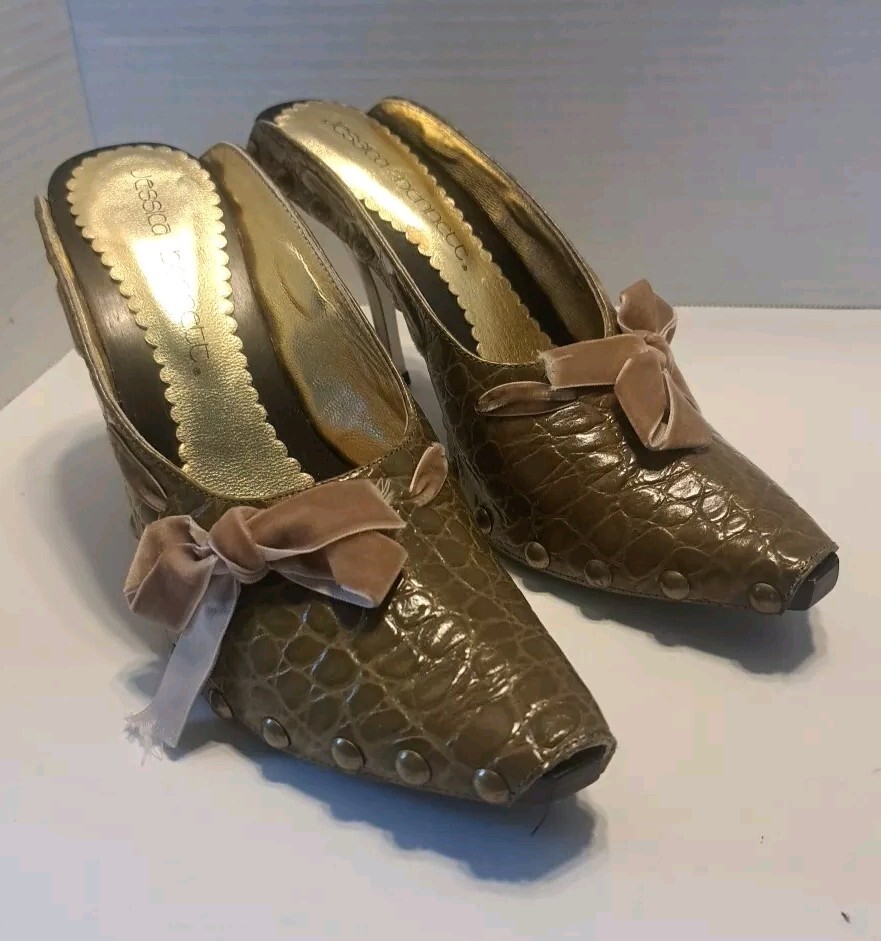 Jessica Bennett Shoes Aligator Print High Heels Women’s Size 6M Green