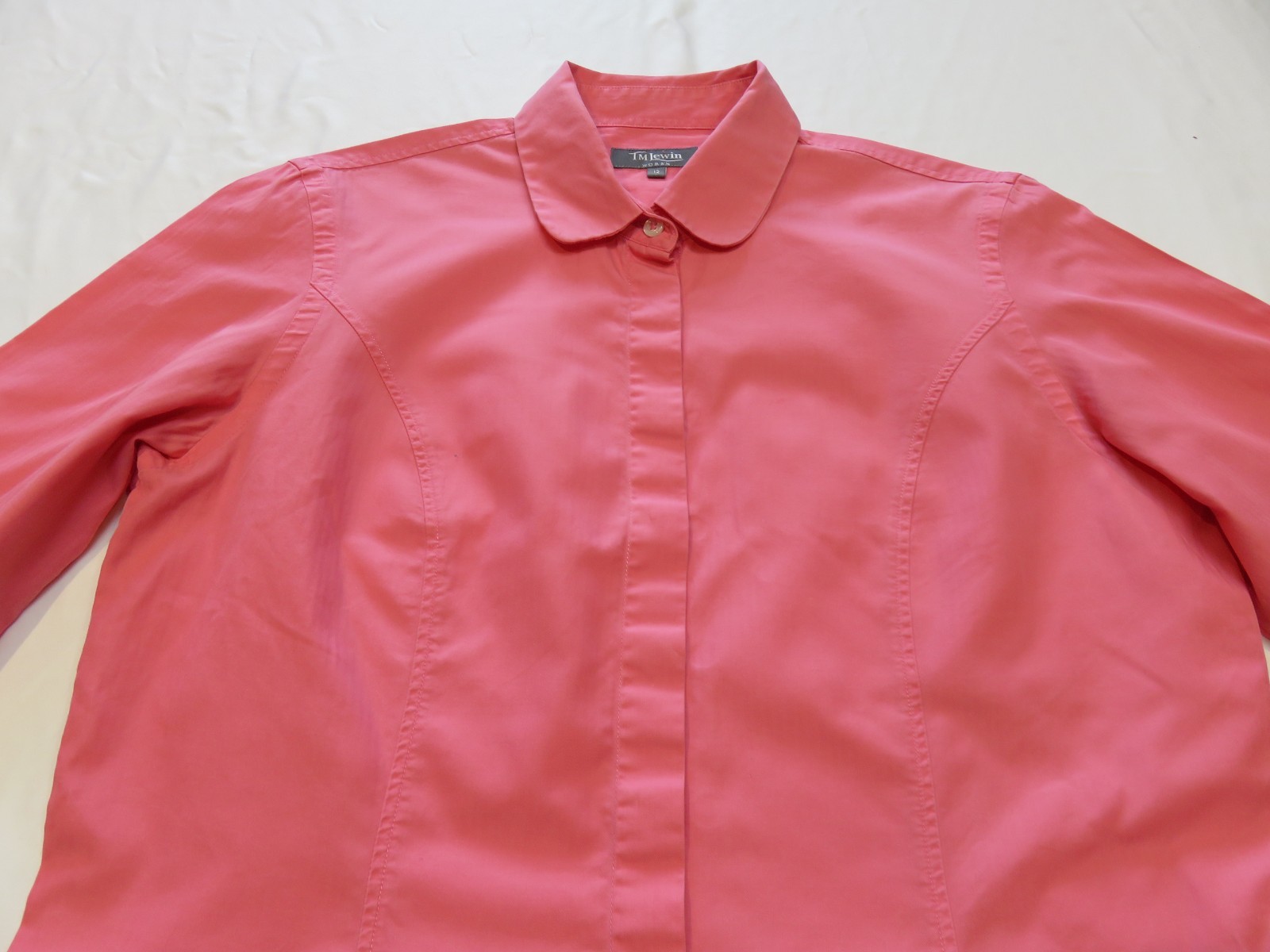 TM LEWIN WOMAN SALMON PINK BEAUTIFUL TAILORED LONG SLEEVE COTTON SHIRT UK 10 -12