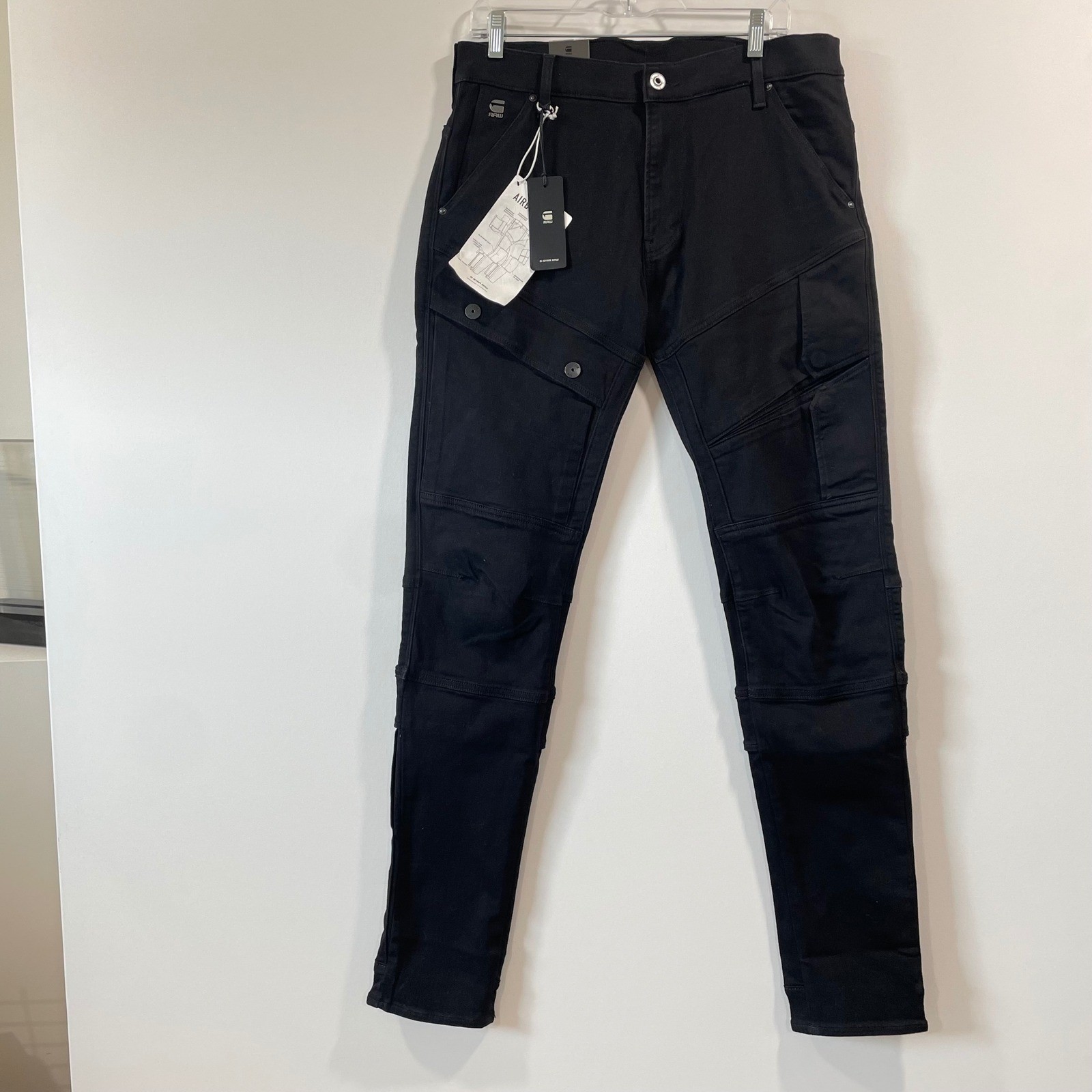 G-Star RAW Airblaze 3D Skinny Jeans Mens 33×34 Black Multi Pocket Cargo