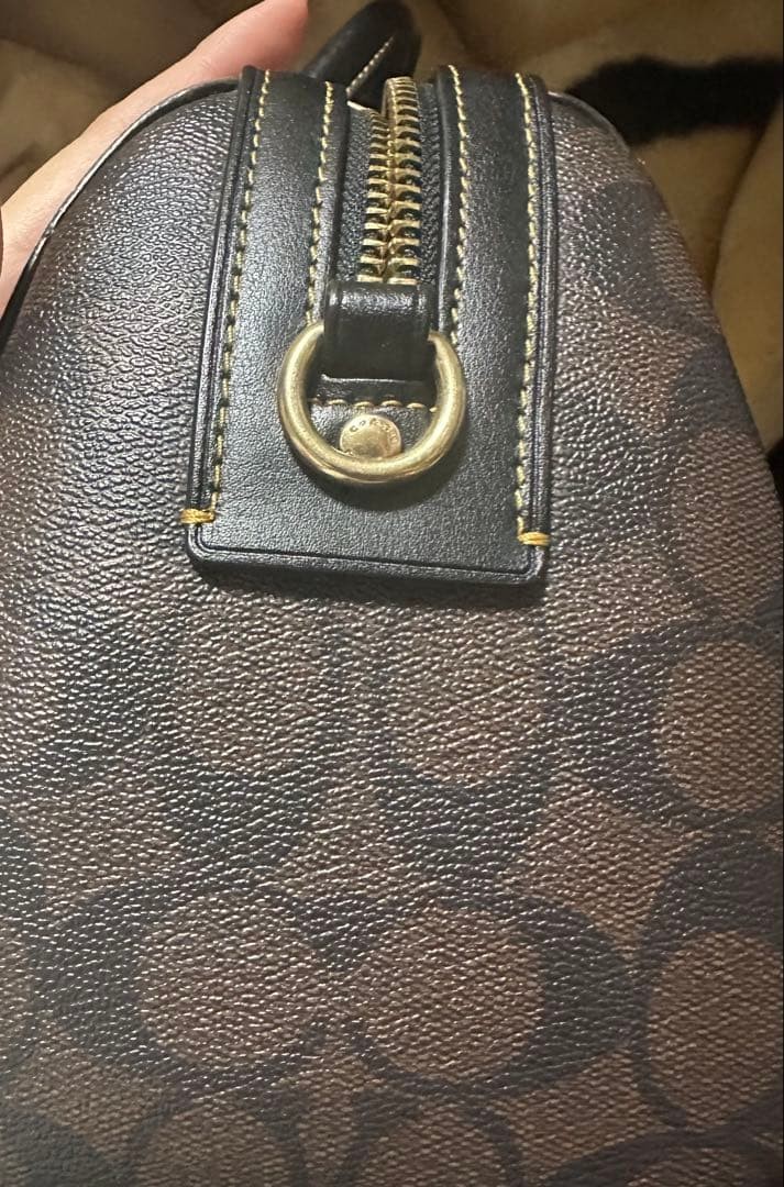 COACH Beige Canvas Leather Handbag 10.6inch, Minimal Damage