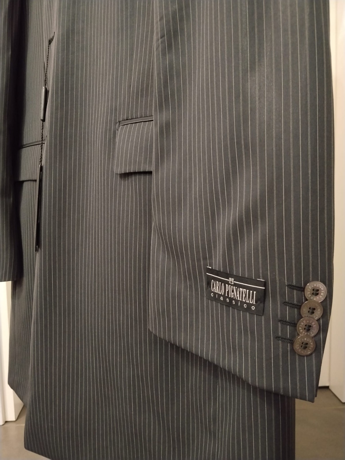 Carlo Pignatelli Men’s Ceremonial Dress Size 56 Grey Pinstripe Complete 2 Piece