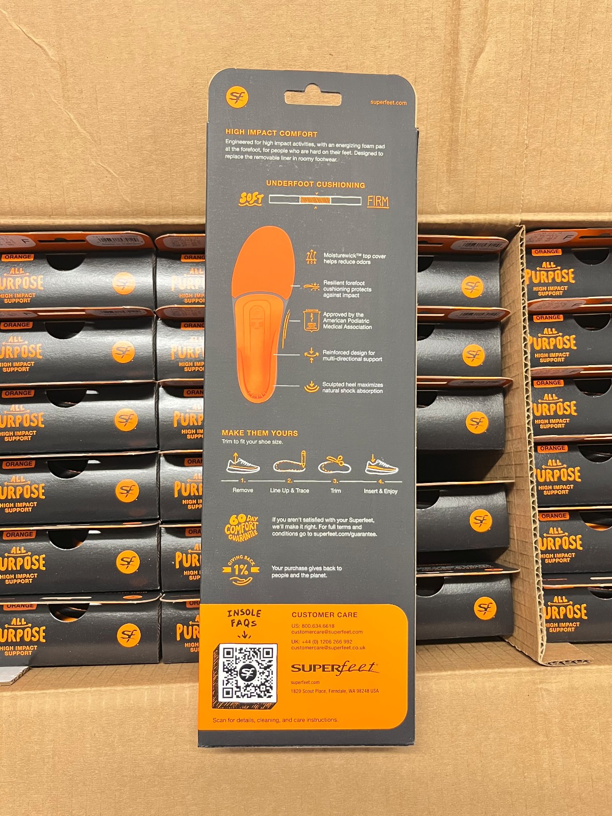 Superfeet Orange Arch Support Shoe Inserts insoles Size F M 11.5-13 / W 12.5+