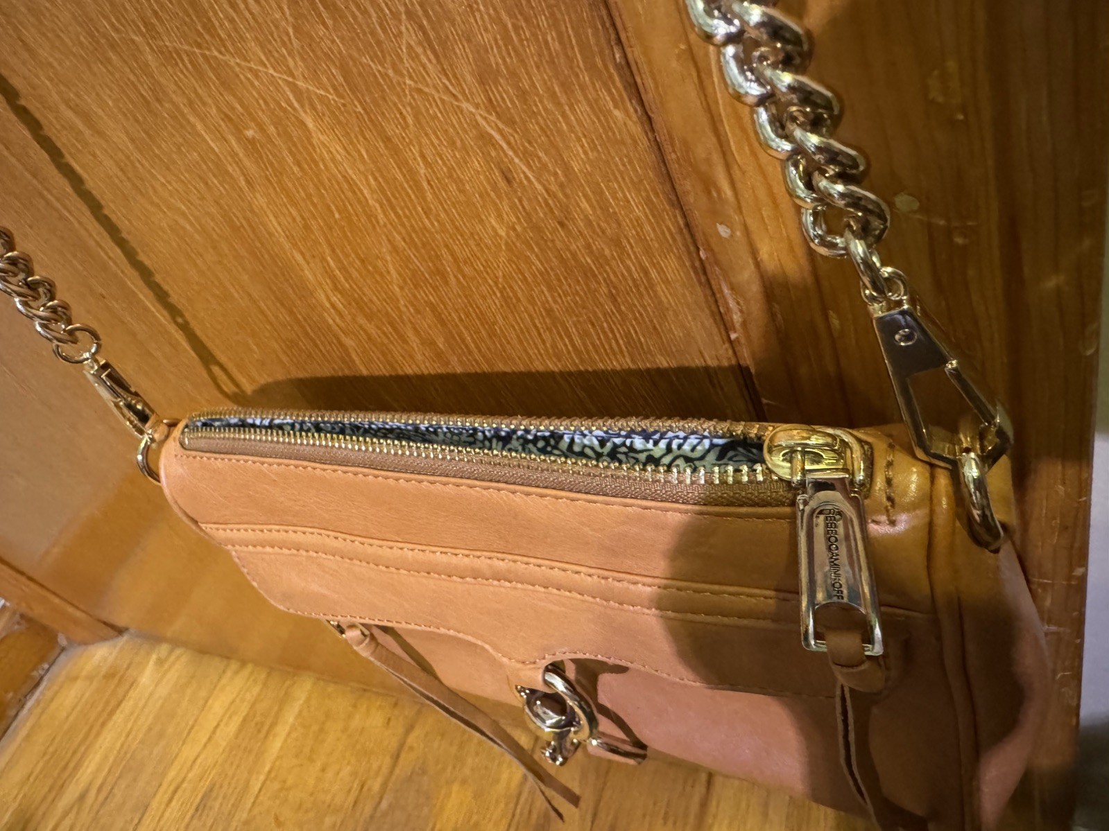 Rebecca Minkoff Mini Mac Tan Leather Chain Crossbody Shoulder Hand Bag Purse