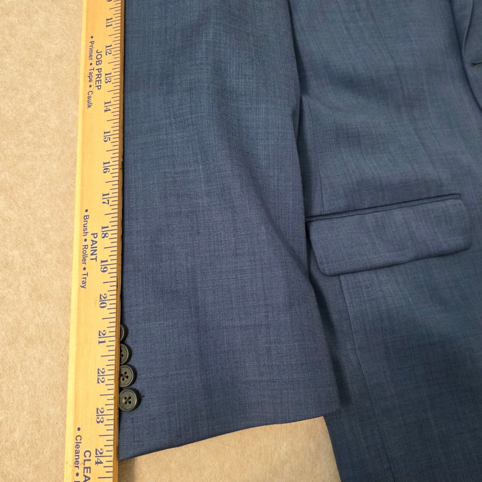 Lauren Ralph Lauren 48S Blue Sharkskin Wool Suit 44″ Waist 26″ Inseam Tailored