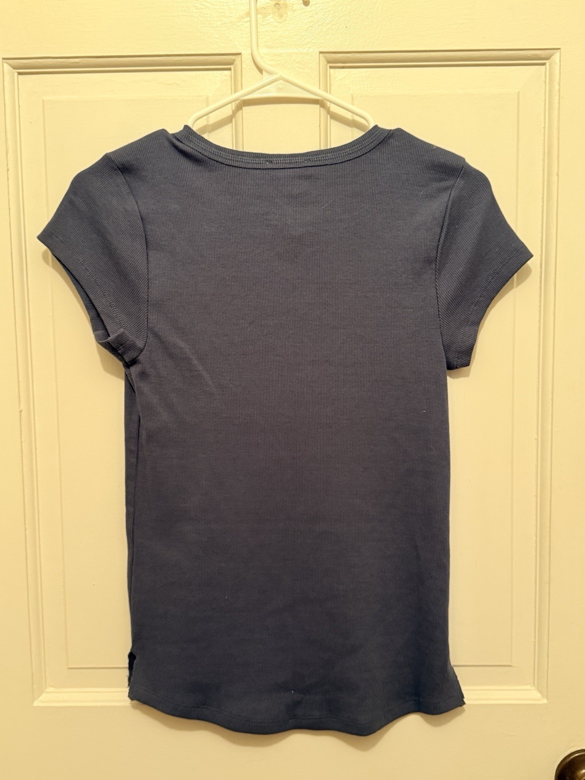 Sundance Women’s Blue Solid Ribbed Knit Scoop Neck Cap Sleeve T-Shirt Size S