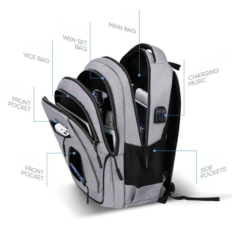 Waterproof Laptop Backpack Men School Bag Business Travel Shoulder Bag