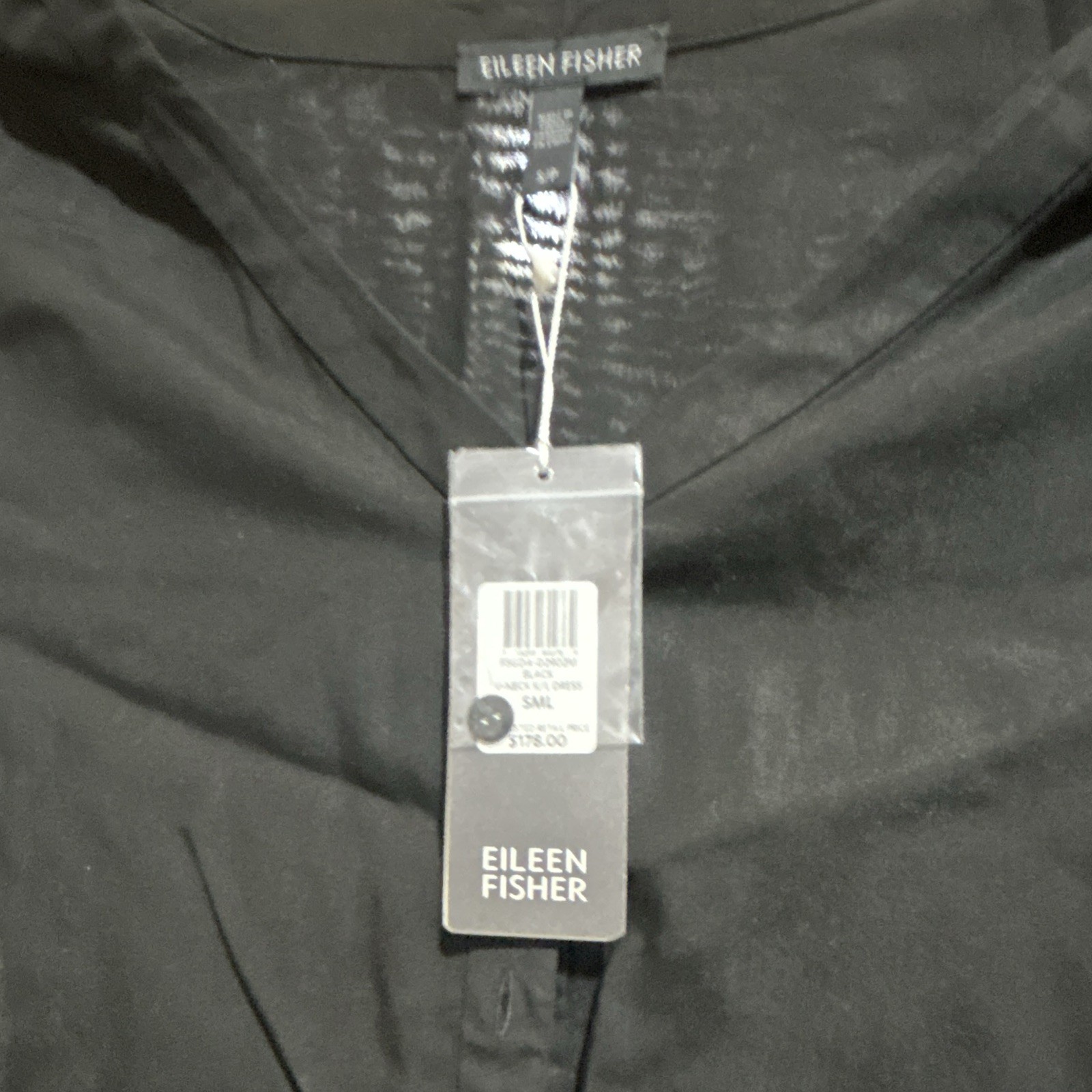 Eileen Fisher Black Solid V-Neck Long Sleeve Pullover Top Women’s Petite S/P