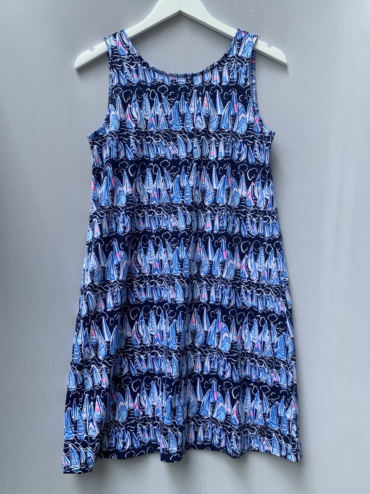 Lilly Pulitzer Dress Medium Blue Sleeveless Kristen Swing Sails Stripes