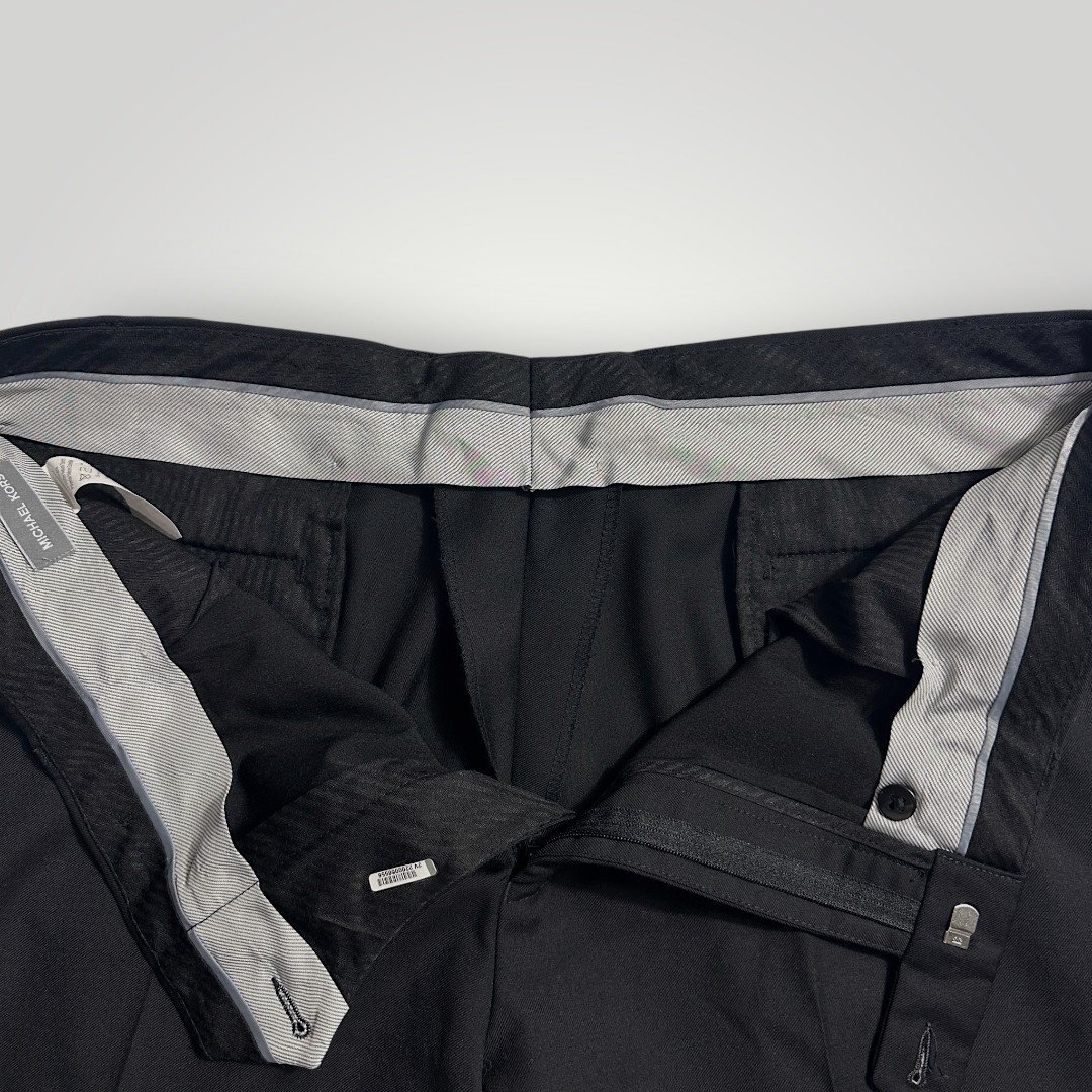 MICHAEL KORS Mens Two Piece Suit – 44R Blazer Jacket/38WX30 Pants Black Wool