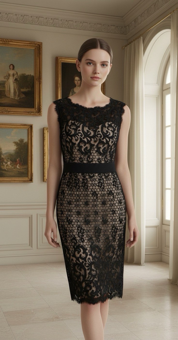 Diane Von Furstenburg Norfolk Lace Midi Dress Size 2 Dark Romantic Luxe Chic