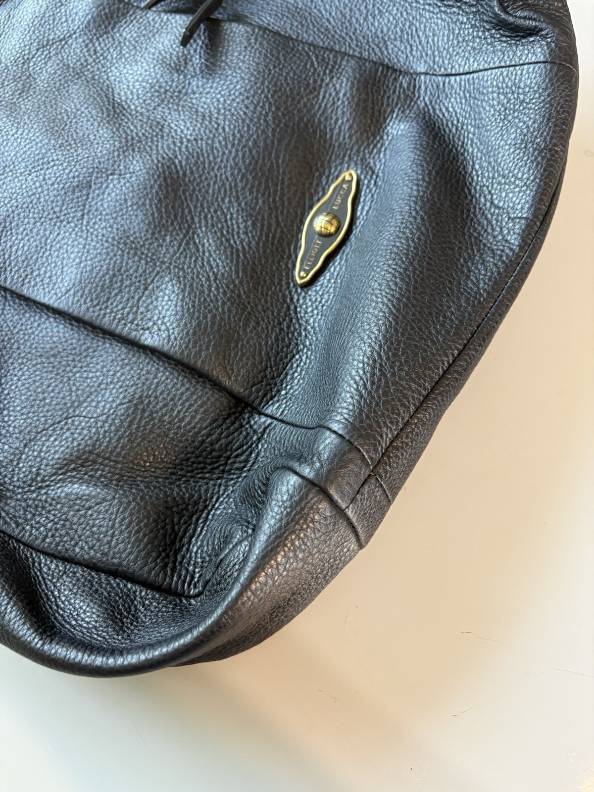 Elliott Lucca Sintra Black Leather Hobo Shoulder Bag Soft Slouchy Pebbled Bag