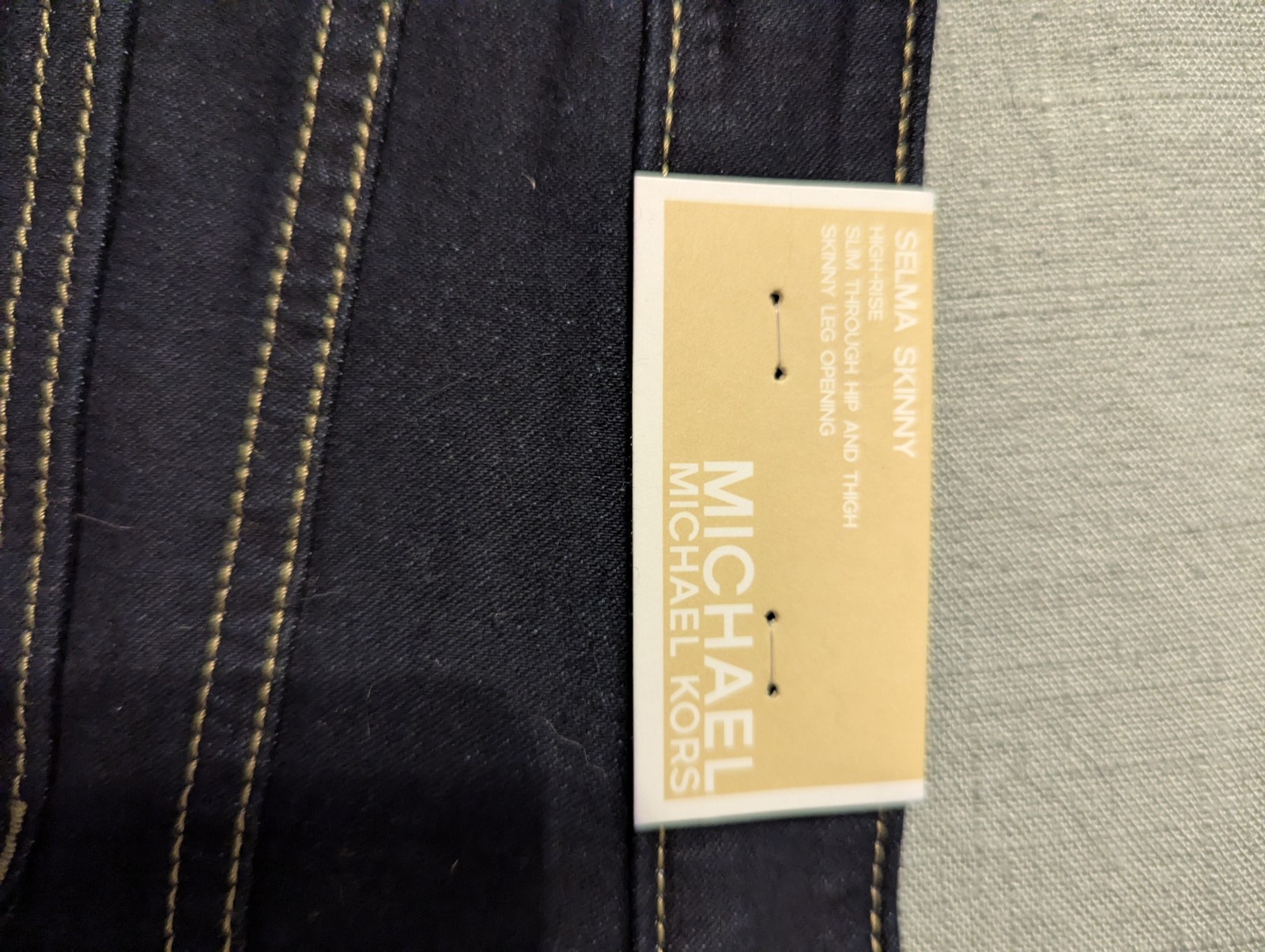 NWT Michael Kors MK Logo Izzy Skinny Jeans Basics Overdyed Indigo Pants Size 8