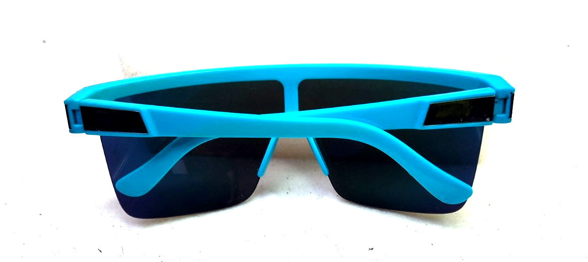 SPY + Matte Teal Flynn 50/50 Shield MIRRORED SUNGLASSES 134-00-140 Scratches