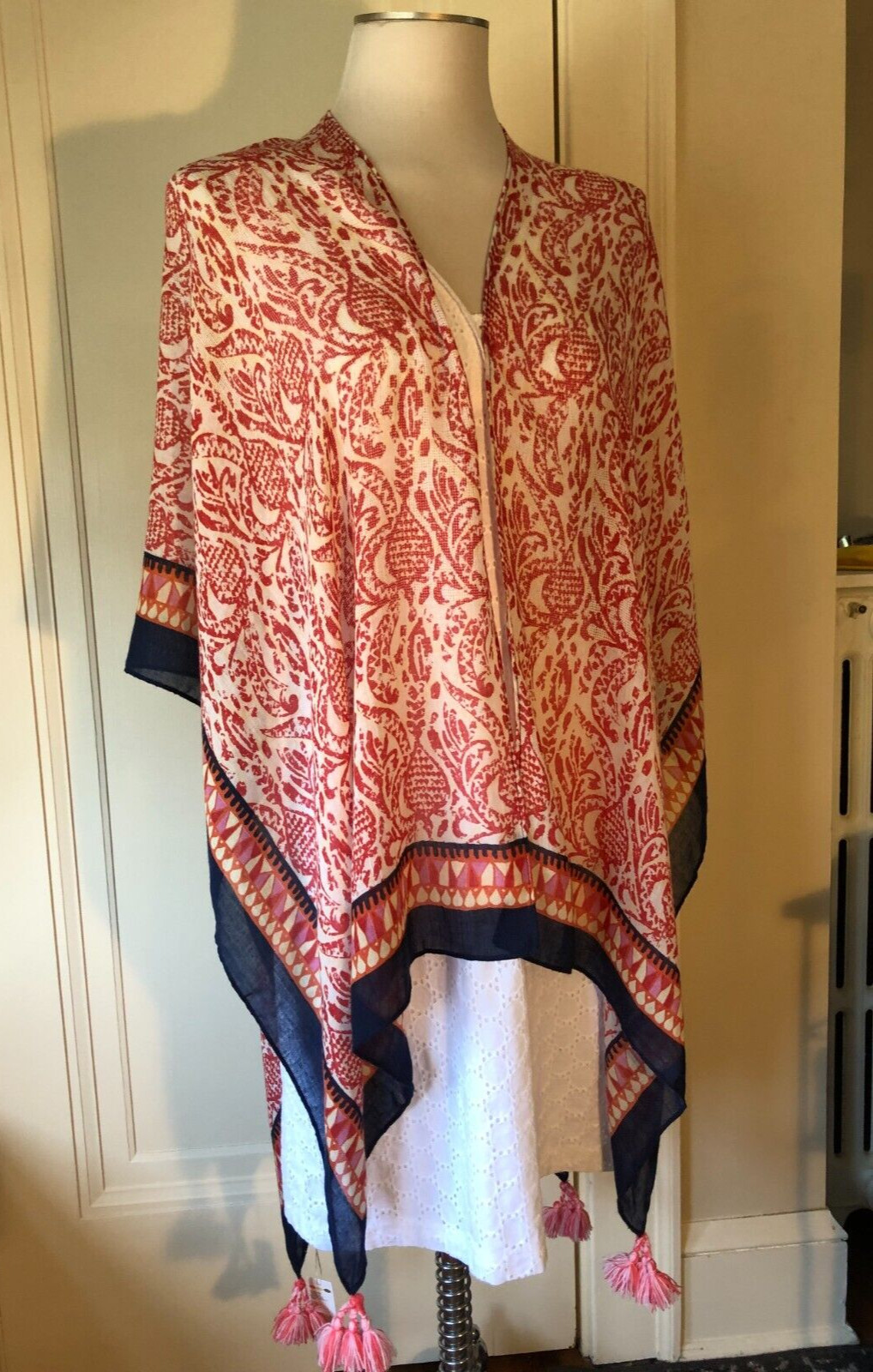 Rock Flower Paper© Large Kasbah Coral Kimono Scarf / Wrap, New With Tag