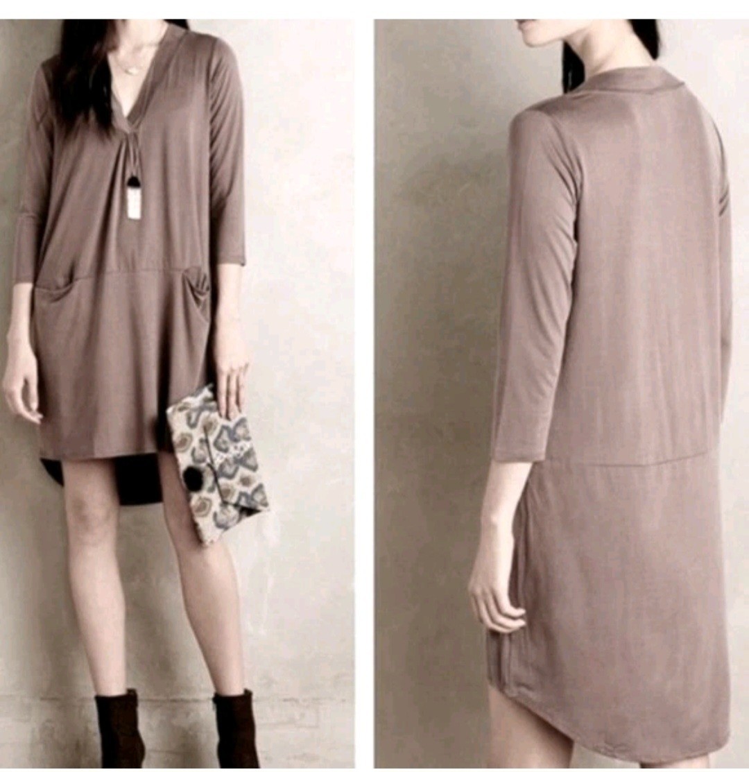 Anthropologie Dolan Left Coast Collection Tegan Tunic Dress Taupe Size Small