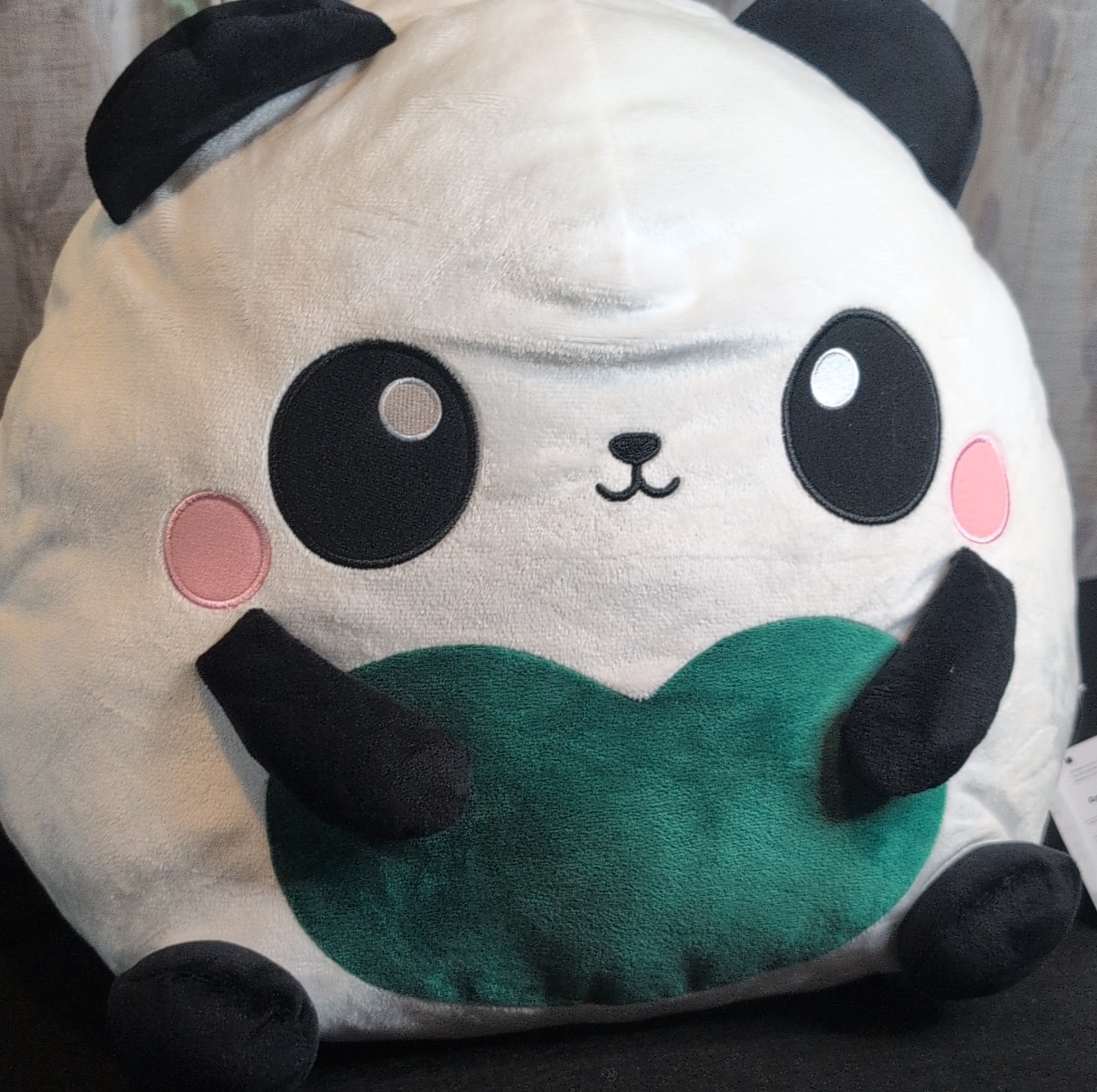 Onigiri Animals Panda Plush Backpack 13.7 in Green Straps Embroidery