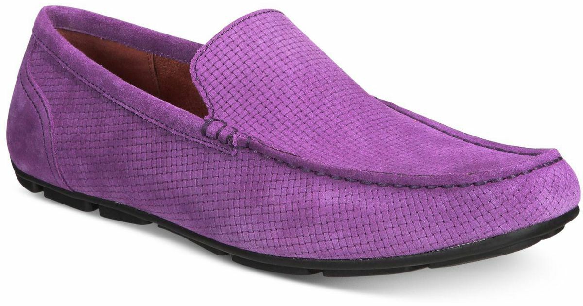 NIB ALFANI Men’s Kendric Textured Suede Drivers, Plum Multiple sizes