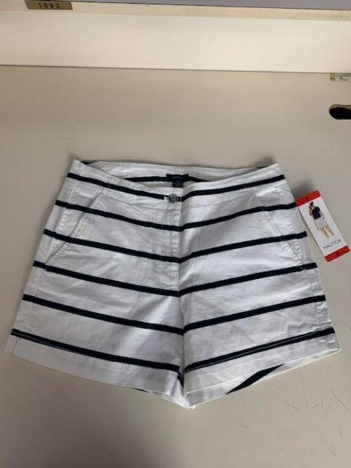 Nautica Striped Shorts Dark Navy/White Size 8 Women’s NWT