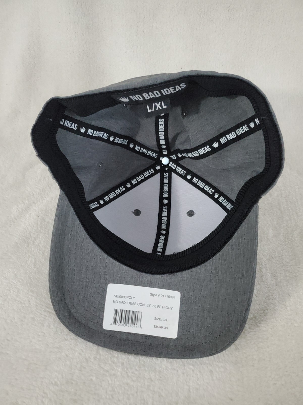 NO BAD IDEAS NBI CONLEY 2.0 MENS STRETCH FIT HAT LARGE X-LARGE XL GREY NEW