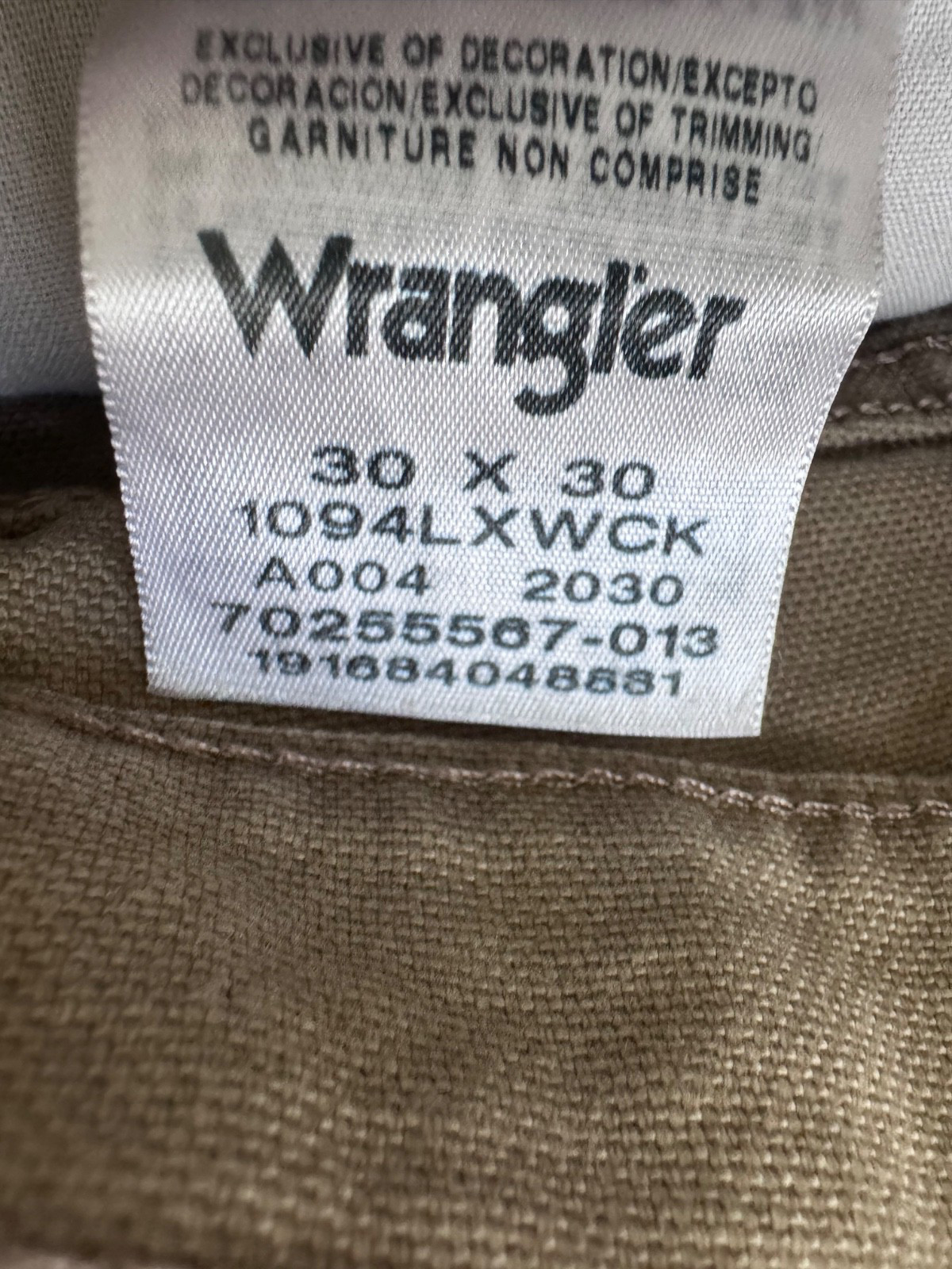 Wrangler 5 Star Heritage Tan Carpenter Jeans Size 30X30 Harvest Tan, Cotton/Elas