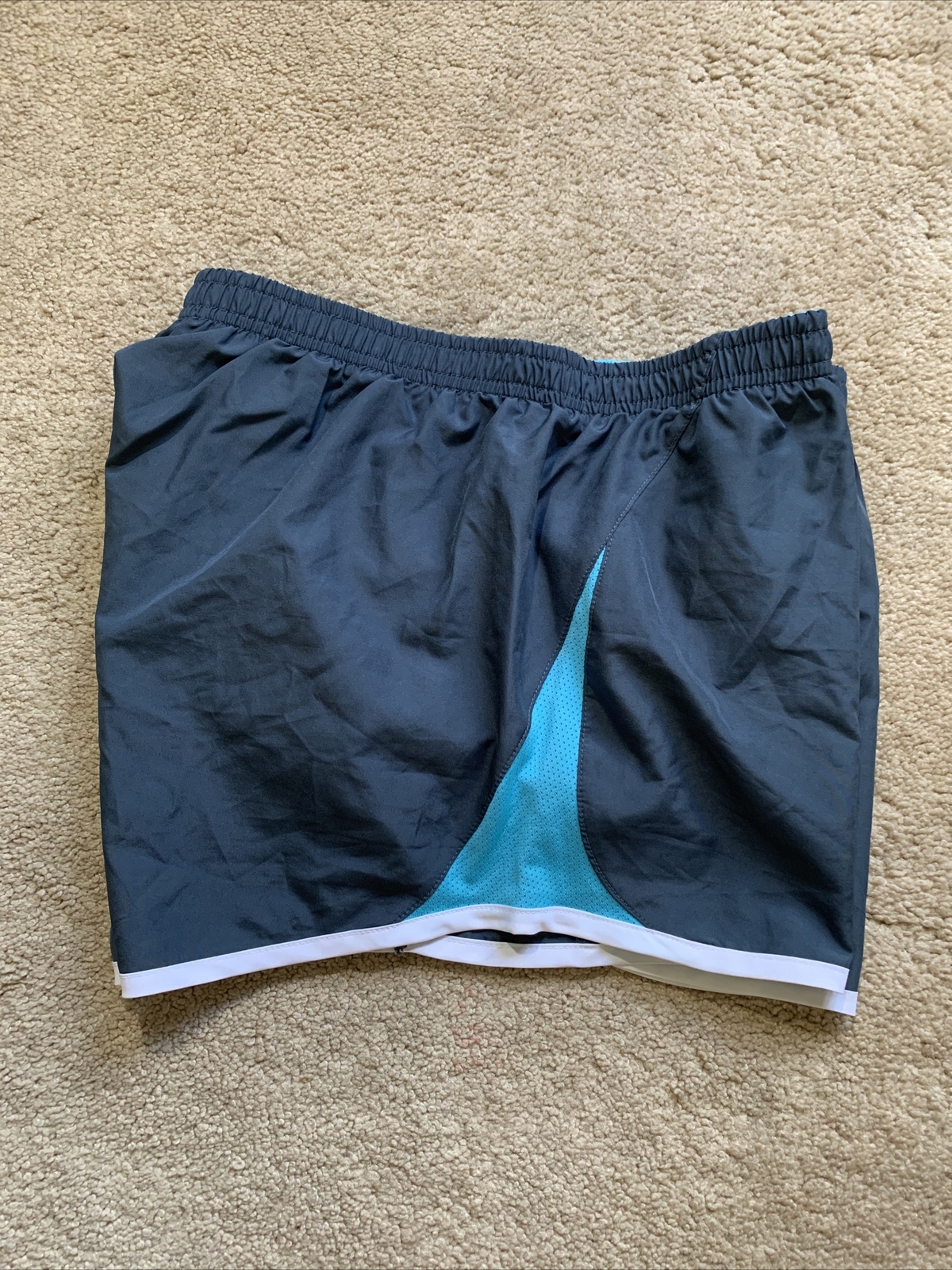 EUC Nike Dri-FIT 3.5” Shorts w/ Liner Briefs GRAY BLUE WHITE MEDIUM MSRP $42