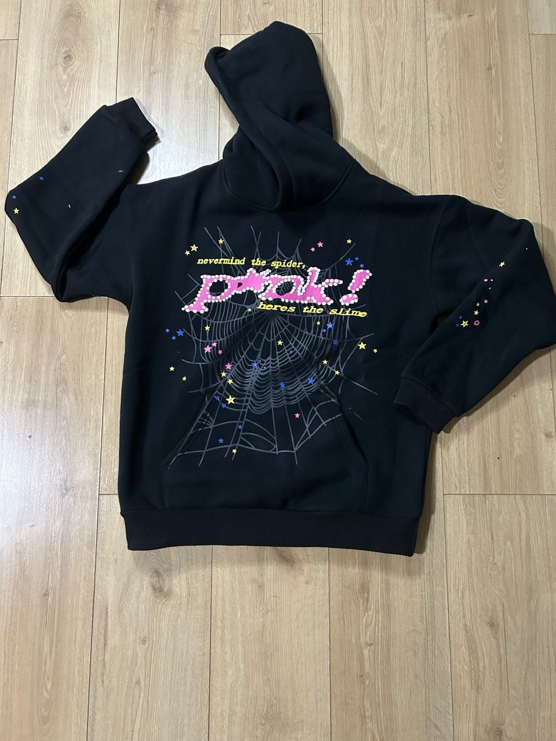 Pink! Nevermind The Spider Here’s The Slime Graphic Hoodie Black