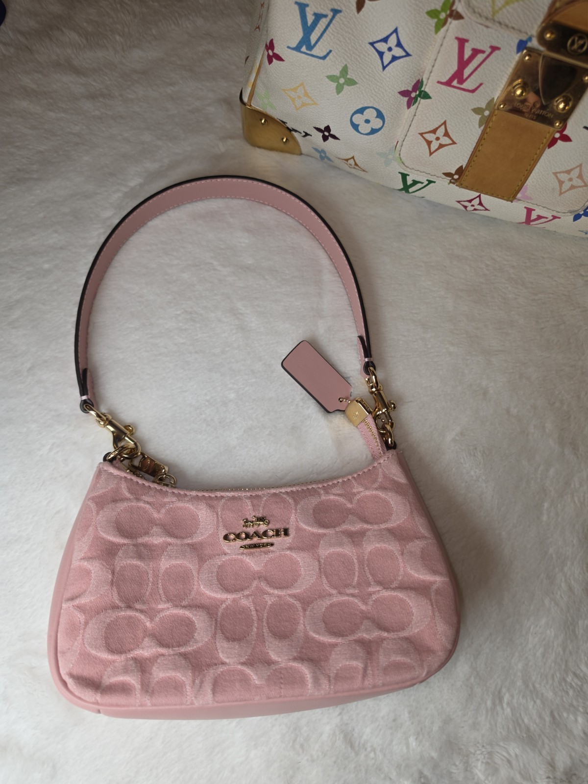Coach Teri Mini Crossbody Bag Signature Pink Denim Leather NWT CFF97 Purse