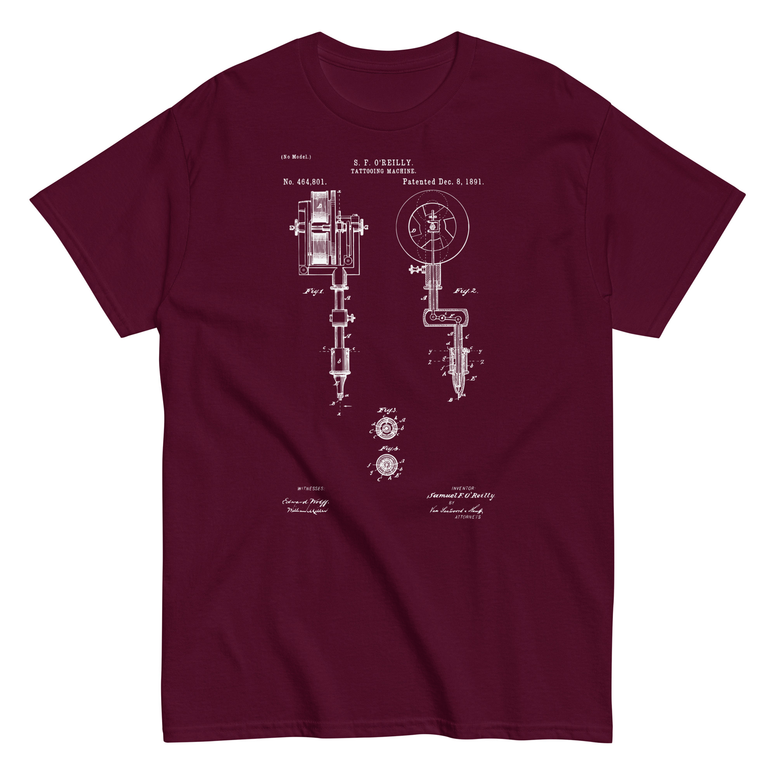 1891 Tattoo Machine US Patent Unisex Сlassic T-Shirt