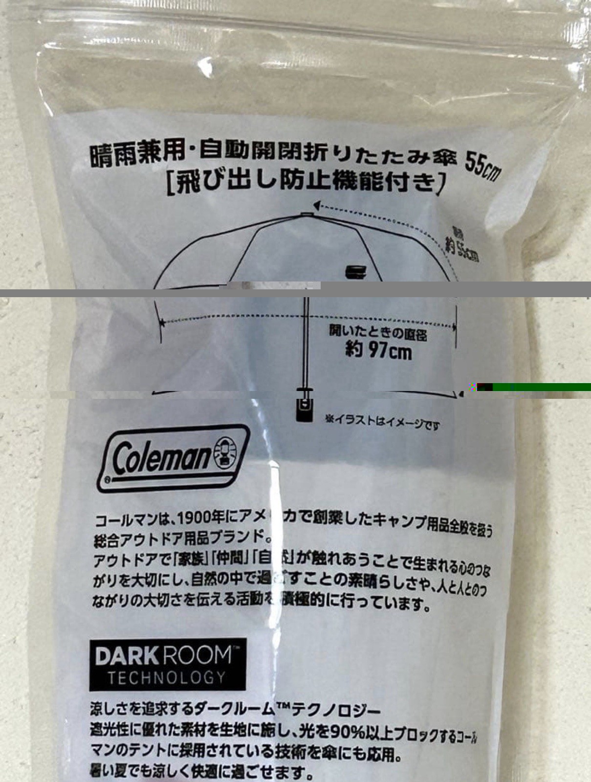 Japan Exclusive Coleman Lawson Umbrella Dark Room Automatic Sun Rain 55cm Cream⁠