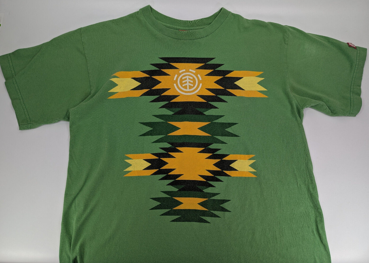 Vintage Y2K Element Green Yellow Aztec Shirt Men’s Skate Logo Skateboarding
