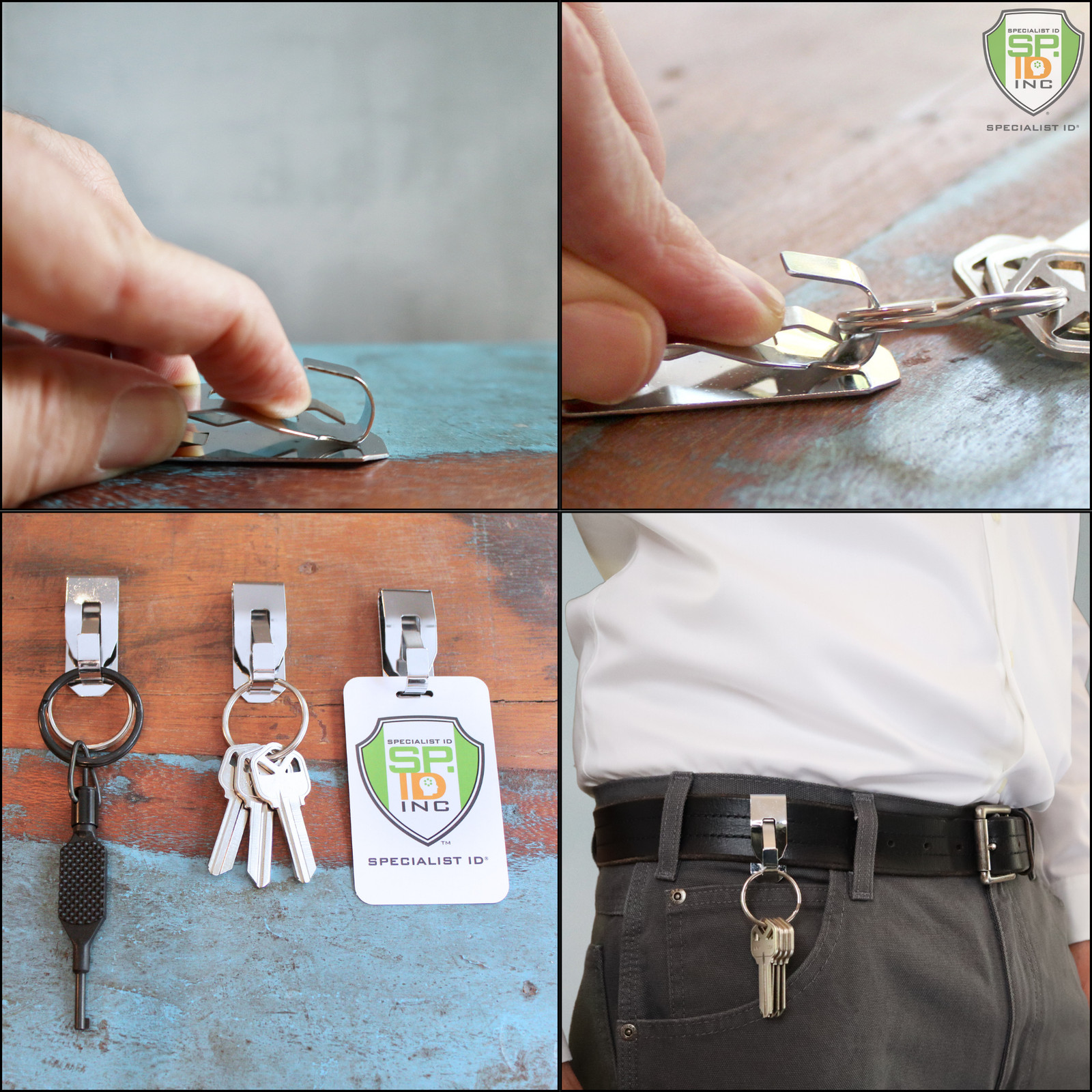 5 Pcs Secure Belt Clip Key Holder w Metal Hook & Heavy Duty 1 1/4″ Keychain Ring
