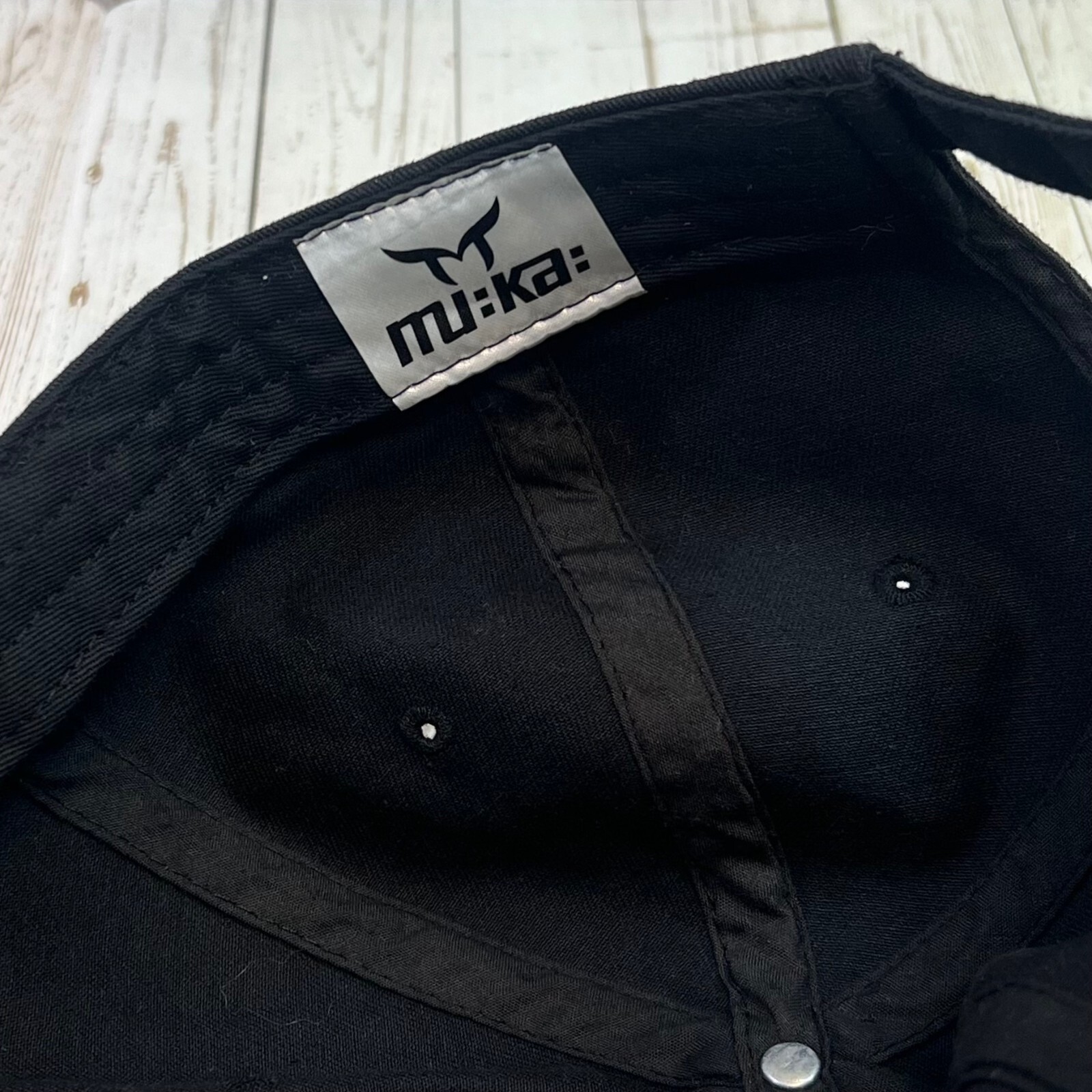 MUKA Paid Bear Dad Hat Cap Black Distressed Baseball Embroidered MU:KA: