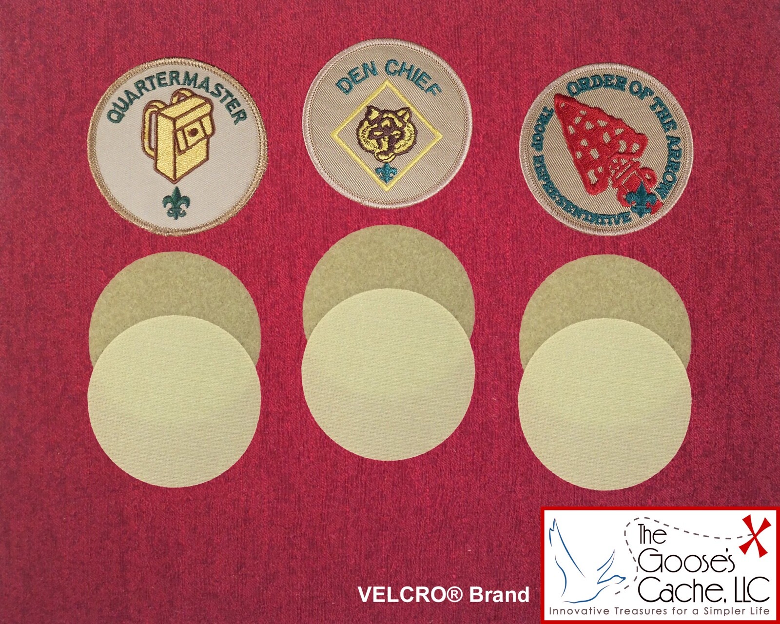 Tan Sew-on VELCRO® Brand fasteners for Attaching Patches to Scouts BSA Shirts