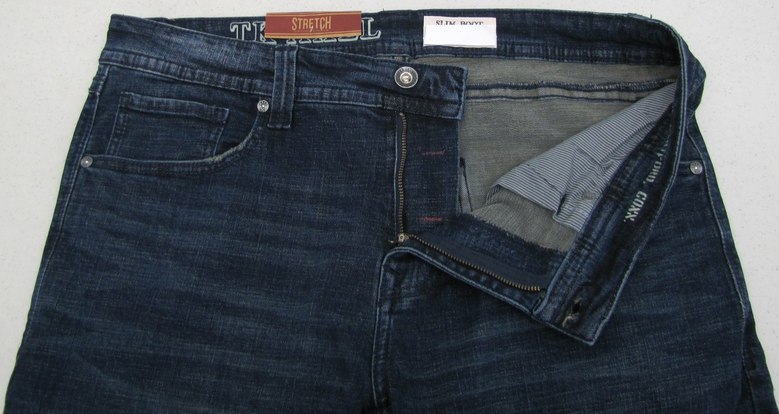 T K Axel Men’s Slim Bootcut Stretch Jeans BUSHNELL Dark Wash 36×32 36 x 32 New