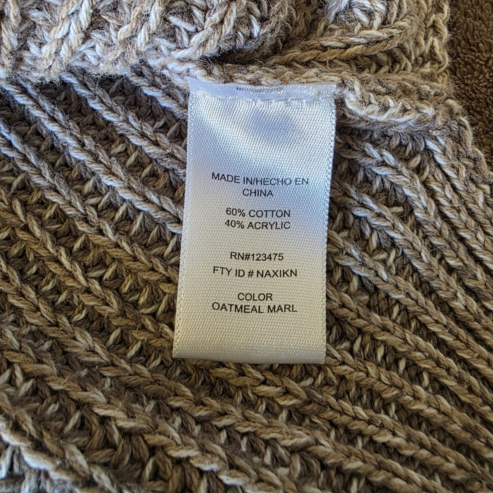 Ellen Tracy Oatmeal Marl Sweater Womens Small Ribbed Knit Cotton Pullover