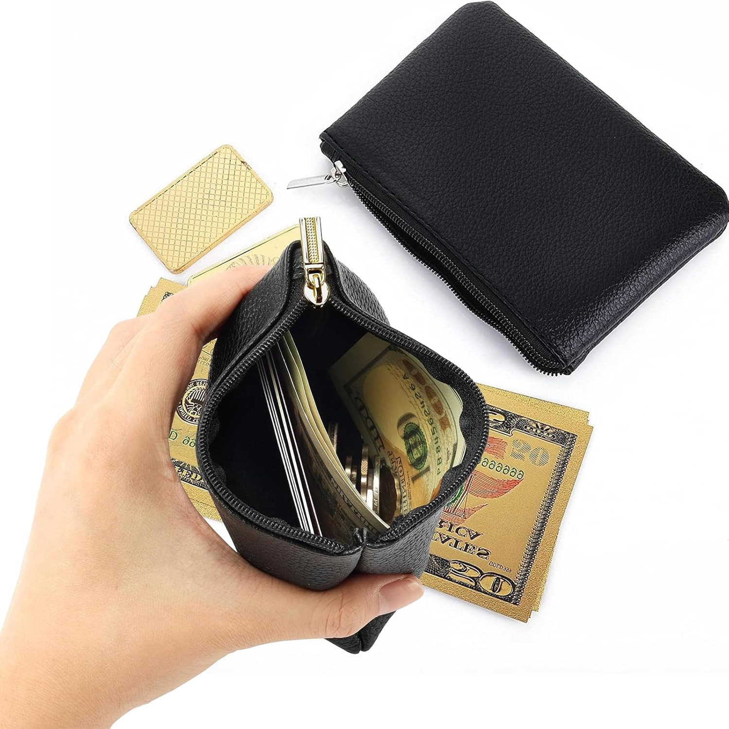2 Pack Leather Zipper Coin Purse,Portable Change Wallet Coin Pouch….