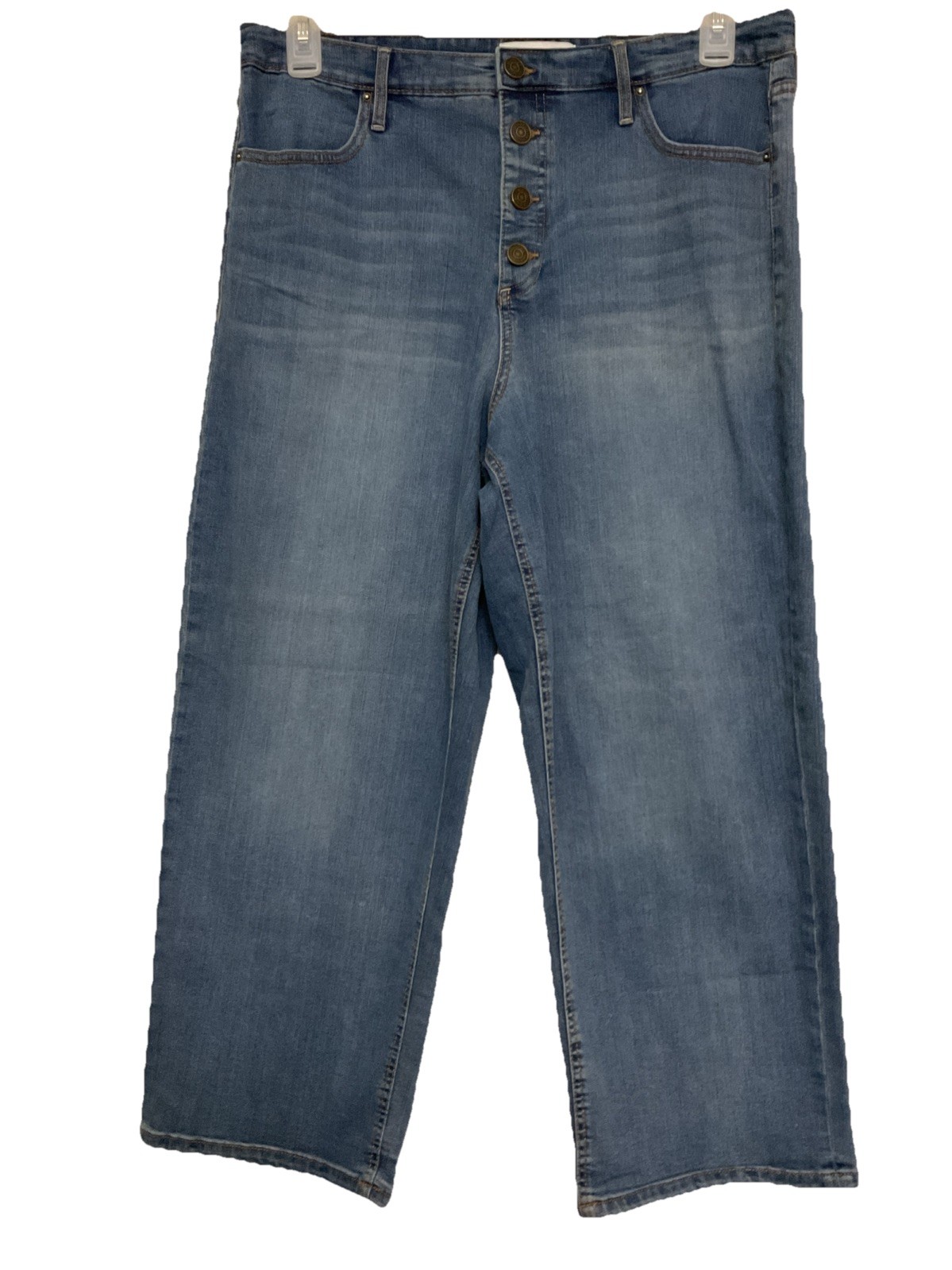 Skinnygirl Women’s Light Blue Wide Leg Crop HighRise Stretch Denim Jeans 32/14