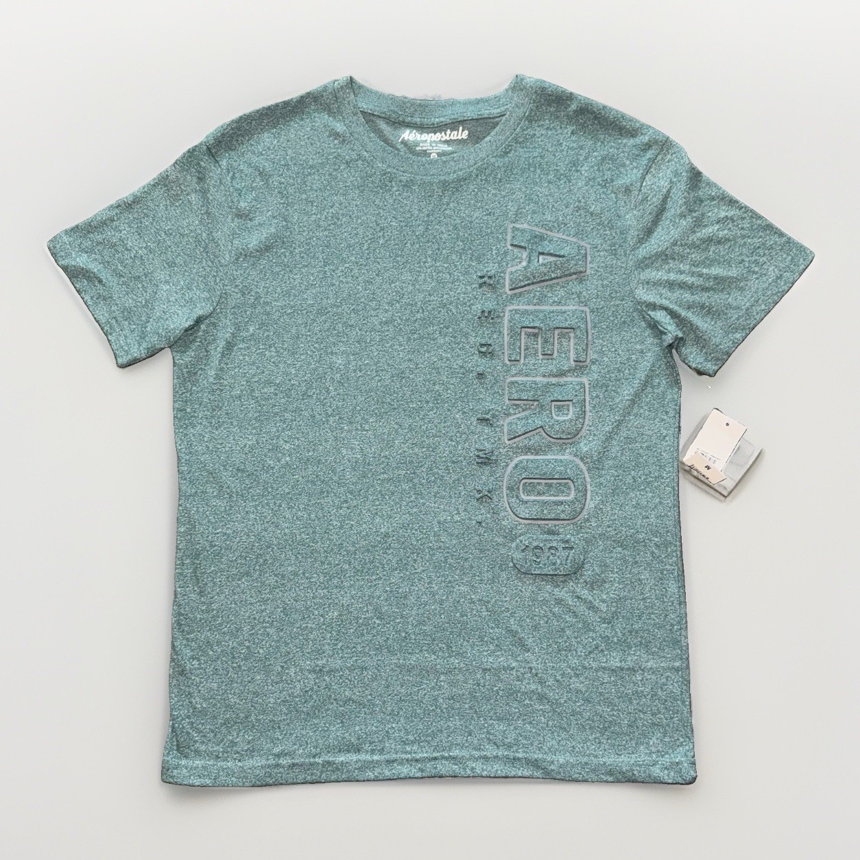 Aeropostale Men’s Medium Raised Logo T-shirt Sagebrush Green Marled