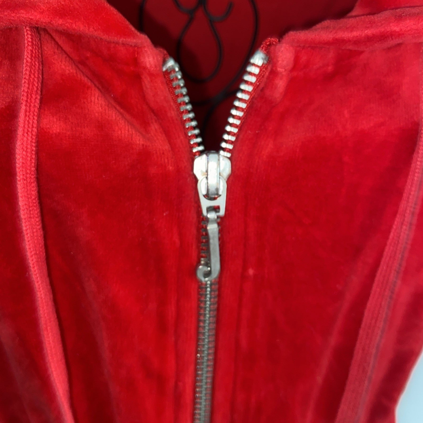 Y2K Juicy Couture Velour Red Hoodie Tunic Tie Bow Waist Long Dress Sz XL RARE