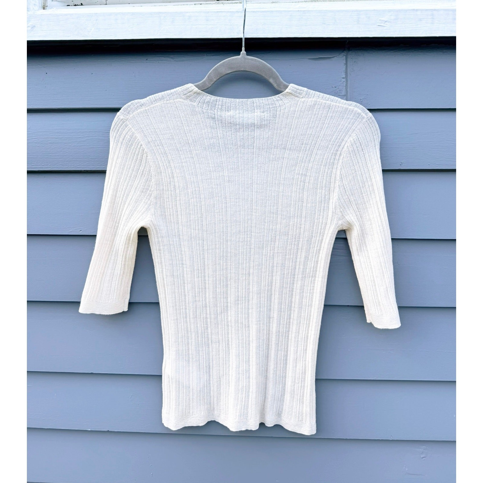 VINCE Shrunken Wool Mock Neck Pullover Ivory Small S