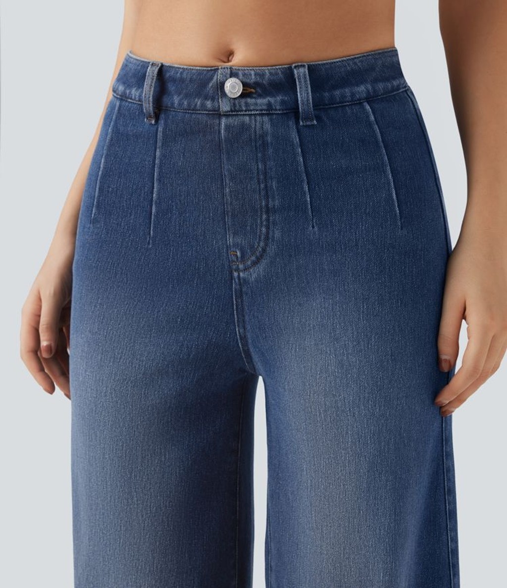 Halara Flex™ High Waisted Tummy Control Wide Leg Casual Jeans with Pockets SZ XL